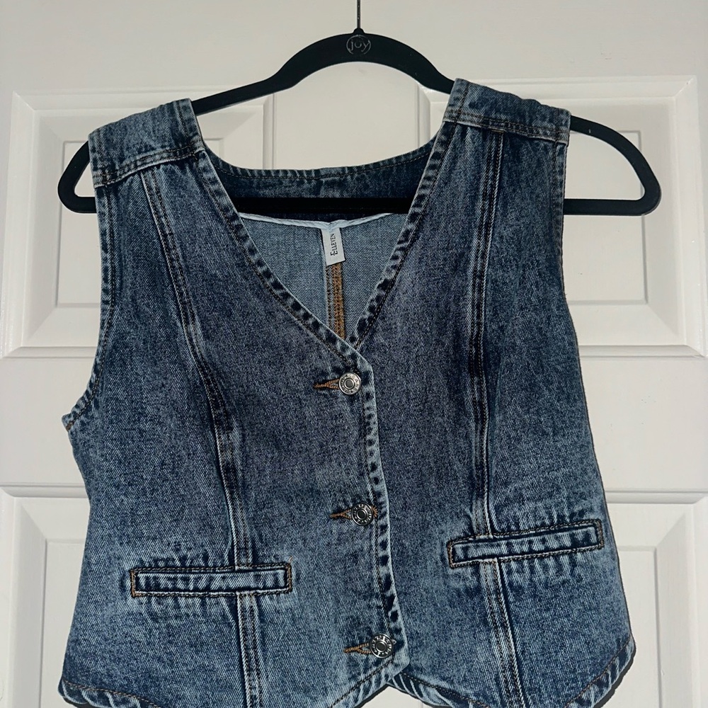 Denim Vest with Button Closure